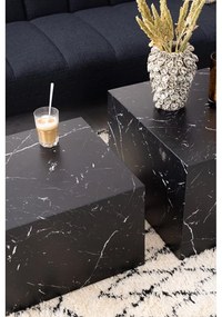 Черни масички за кафе в комплект от 2 бр. от декор от мрамор 58x58 cm Dice – Actona