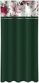Обикновена тъмнозелена завеса с принт на розови и бордови божури Ширина: 160 см | Дължина: 250 см