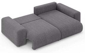 Сив разтегателен ъглов диван с място за съхранение от рипсено кадифе (променлив) Luma – Ropez