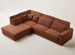 Шенилов ъглов диван в меден цвят (ляв ъгъл/L форма) Kirou – Maison de Rêve