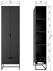 Черен гардероб от масивен ясен 60x210 cm Silas – WOOOD