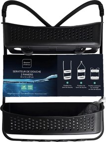 Матово черно висящ пластмасов рафт за баня Vesper – douceur d'intérieur