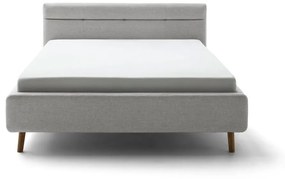 Сиво тапицирано двойно легло с място за съхранение с решетка 180x200 cm Lotte - Meise Möbel