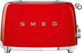 Тостер за хляб SMEG 50's Style TSF03RDEU, 2000W, 4 филии, 6 нива, Тавичка за трохи, Вграден кабел, Неръждаема стомана, Червен