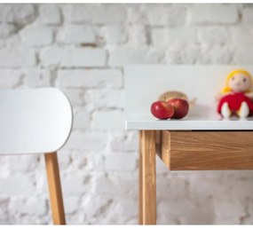 Бяло бюро с основа от ясенова дървесина, дължина 65 cm Luka - Ragaba