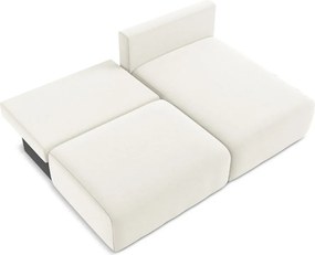 Кремав кадифен сгъваем/с място за съхранение ъглов диван (десен ъгъл) Kalena – Makamii