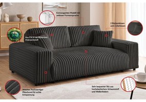 Тъмносив диван от рипсено кадифе 178 cm Justin – Ropez