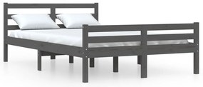 814801 vidaXL Рамка за легло, сива, масивно дърво, 140х190 см