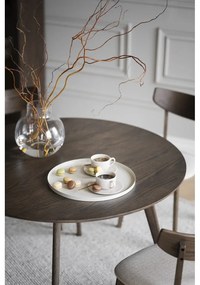 Тъмнокафява кръгла трапезна маса от декор от дъб ø 115 cm Yumi – Rowico