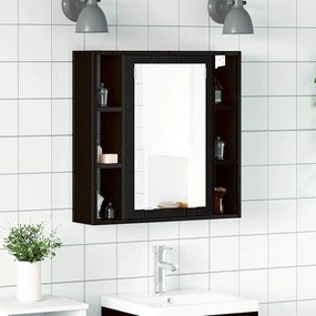 862228 vidaXL Шкаф за баня с огледало, черен дъб, 60x16x60 см, инженерно дърво