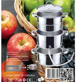 Соковарка SAPIR SP 1260 A26, 8 литра, Книжка с рецепти, Инокс