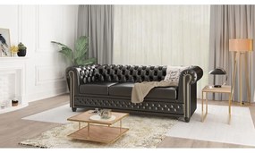 Черен разтегателен диван от изкуствена кожа 203 cm York - Ropez