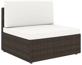 3067165 vidaXL Градински комплект с възглавници, 9 части, кафяв полиратан