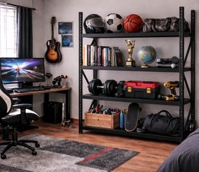 Метален стелаж за склад, гараж и работилница - 800 кг, 4 рафта 200x200x60