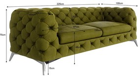 Зелен кадифен диван 225 cm Chelsea – Ropez