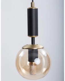 Жълто-черна висяща лампа със стъклен абажур ø 15 cm Hector - Squid Lighting