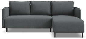 Тъмносив разтегателен ъглов диван с място за съхранение (десен ъгъл) Luana – Makamii