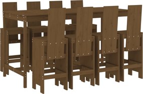 3157790 vidaXL Градински бар комплект от 9 части, меденокафяв, бор масив