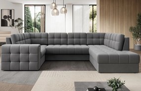Ъглов диван Bale U-Тъмно сиво-Десен