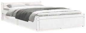 815040 vidaXL Рамка за легло, бяла, масивно дърво, 120х200 см