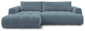 Син сгъваем/с място за съхранение ъглов диван (ляв ъгъл) Fuji – Bobochic Paris