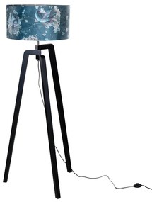 Vloerlamp zwart met velours kap vis dessin 50cm - Puros