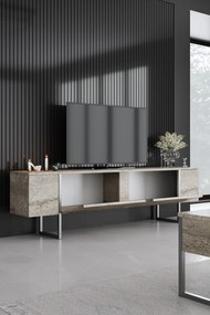 ТВ шкаф Luxe, цвят Травертин Сребърен