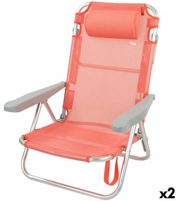 Сгъваем Стол с Подглавник Aktive Flamingo Корал 48 x 84 x 46 cm (2 броя)