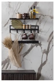 Черна метална стенна закачалка с рафт Quinn - WOOOD