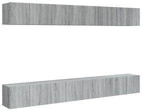 3120309 vidaXL ТВ шкафове,8 бр, сив сонома, 60x30x30 см, инженерно дърво