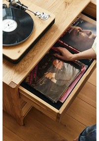 Нисък скрин от масивен дъб в естествен цвят 140x64 cm Twig – The Beds