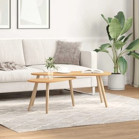 244733 vidaXL Комплект кафе маси, 2 части, иглолистна дървесина масив, кафяв