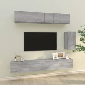 3114620 vidaXL Комплект ТВ шкафове от 6 части, сив сонома, инженерно дърво