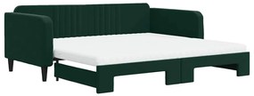 3197096 vidaXL Канапе с изтеглящо легло и матрак тъмнозелено 100x200 см кадифе
