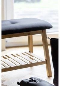 Черен/естествен бамбуков стелаж за обувки с пейка Ecori - Wenko