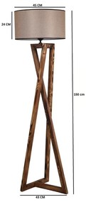 Кафява подова лампа с текстилен абажур (височина 166 cm) Maçka – Opviq lights