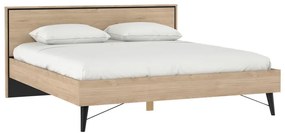 Двойно легло от дъбов декор с включена подматрачна рамка в естествен цвят 180x200 cm Ry – Tvilum