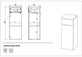 Висок висящ шкаф за баня в антрацитен цвят 36x93 cm Crandon - Germania