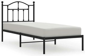 353432 vidaXL Метална рамка за легло с горна табла, черна, 90x200 см