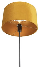Подова лампа черна с кадифена абажур охра жълта със злато 35 см - Parte