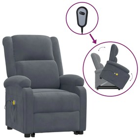 3124837 vidaXL Изправящ масажен стол, тъмносив, кадифе