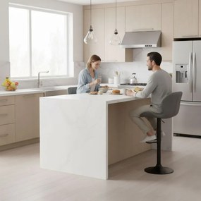 Регулируем на височина въртящ се бар стол с облегалка Черен