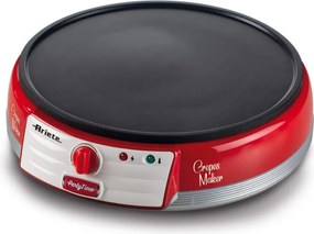 Уред за палачинки Ariete PARTY TIME 0202/00, 1000W, Незалепващо покритие, Лесно почистване, Индикатор за готовност, Червен