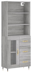 3189491 vidaXL Висок шкаф, сив сонома, 69,5x34x180 см, инженерно дърво