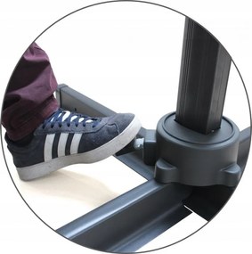 Бежов градински чадър с LED осветление 3 x 3 м