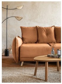 Разтегателен диван от велур в тухлен цвят (променлив) Lazy Lukka - Miuform