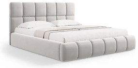 Светлосиво тапицирано кадифено двойно легло с място за съхранение с включена подматрачна рамка 180x200 cm Bellis – Micadoni