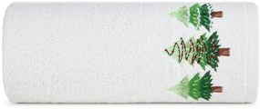Памучна коледна кърпа в бяло с елхи Ширина: 70 см | Дължина: 140 см