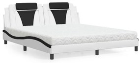 3208816 vidaXL Легло Viana без матрак, бяло и черно, 180x200 см, изкуствена кожа