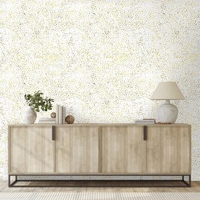 Самозалепващ тапет – Златни точки на бял фон